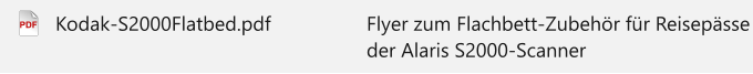 PDF Flyer zum Flachbett-Zubehör für Reisepässe der Alaris S2000-Scanner Kodak-S2000Flatbed.pdf